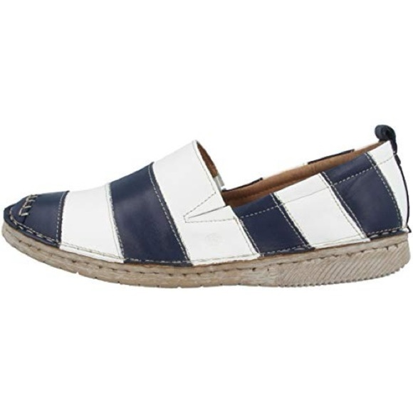 Josef Seibel Sofie Blue and White Espadrille Slip-On Shoes - Picture 7 of 8